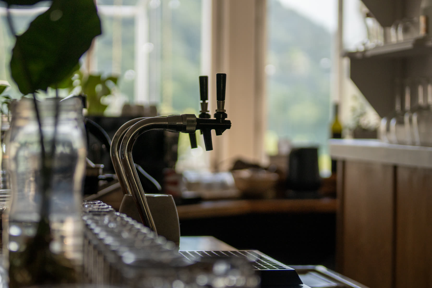 Beer taps at the house bar